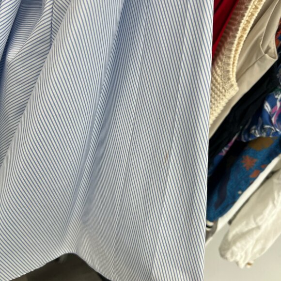 $395 Caroline Constas Blue White Pinstripe Adrie Poplin Pleated Blouse size XS - Picture 7 of 11